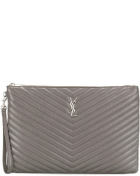 graue Clutch von Saint Laurent