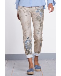 graue enge Jeans mit Blumenmuster von BIANCA