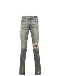 graue enge Jeans mit Destroyed-Effekten von Amiri