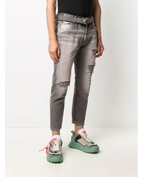 graue enge Jeans mit Destroyed-Effekten von Off-White