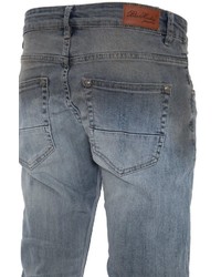 graue enge Jeans mit Destroyed-Effekten von BLUE MONKEY