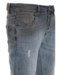 graue enge Jeans mit Destroyed-Effekten von BLUE MONKEY