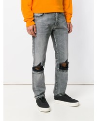 graue enge Jeans mit Destroyed-Effekten von Unravel Project