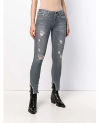graue enge Jeans mit Destroyed-Effekten von Dondup
