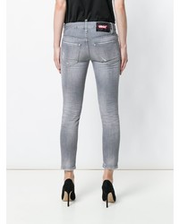 graue enge Jeans mit Destroyed-Effekten von Dsquared2