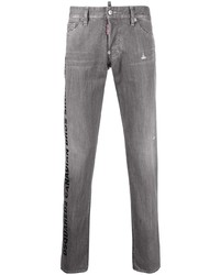 graue enge Jeans mit Destroyed-Effekten von DSQUARED2