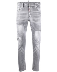 graue enge Jeans mit Destroyed-Effekten von DSQUARED2