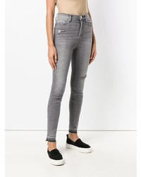graue enge Jeans mit Destroyed-Effekten von Current/Elliott