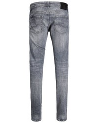 graue enge Jeans mit Destroyed-Effekten von Jack & Jones