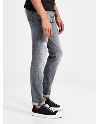 graue enge Jeans mit Destroyed-Effekten von Jack & Jones