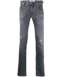 graue enge Jeans mit Destroyed-Effekten von Jacob Cohen