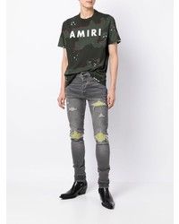 graue enge Jeans mit Destroyed-Effekten von Amiri