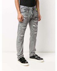 graue enge Jeans mit Destroyed-Effekten von Philipp Plein