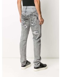 graue enge Jeans mit Destroyed-Effekten von Philipp Plein