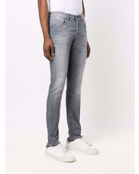 graue enge Jeans mit Destroyed-Effekten von Dondup