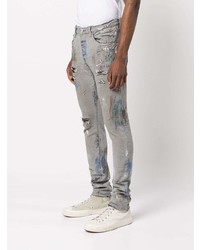 graue enge Jeans mit Destroyed-Effekten von purple brand