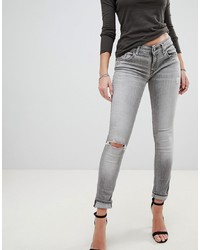 graue enge Jeans mit Destroyed-Effekten von Replay