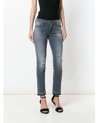 graue enge Jeans mit Destroyed-Effekten von Dondup