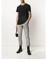 graue enge Jeans mit Destroyed-Effekten von Balmain