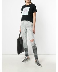 graue enge Jeans mit Destroyed-Effekten von Marcelo Burlon County of Milan