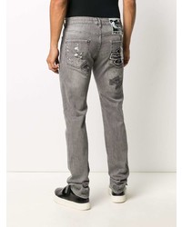 graue enge Jeans mit Destroyed-Effekten von Philipp Plein