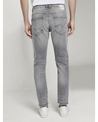 graue enge Jeans mit Destroyed-Effekten von Tom Tailor Denim