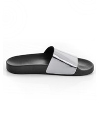 graue flache Sandalen aus Leder von Alba Moda
