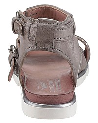 graue flache Sandalen aus Leder von Arizona