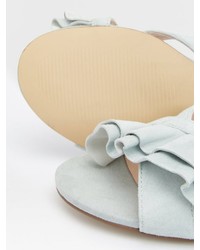 graue flache Sandalen aus Leder von Bianco