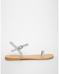 graue flache Sandalen aus Leder von Asos