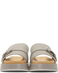 graue flache Sandalen aus Leder von Jil Sander