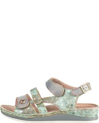 graue flache Sandalen aus Leder von Laura Vita