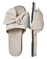 graue flache Sandalen aus Leder von Vero Moda