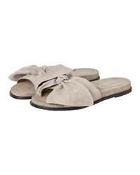 graue flache Sandalen aus Leder von Vero Moda