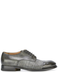 graue geflochtene Leder Derby Schuhe von Silvano Sassetti