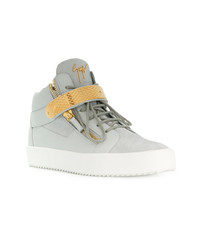 graue hohe Sneakers aus Leder von Giuseppe Zanotti Design