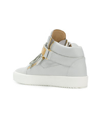 graue hohe Sneakers aus Leder von Giuseppe Zanotti Design