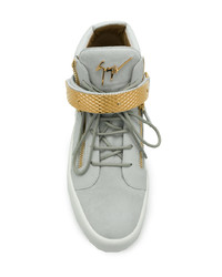 graue hohe Sneakers aus Leder von Giuseppe Zanotti Design