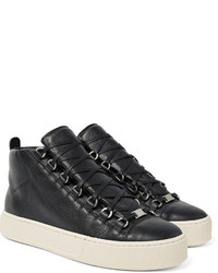 graue hohe Sneakers aus Leder von Balenciaga