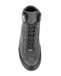 graue hohe Sneakers aus Leder von Jimmy Choo