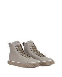 graue hohe Sneakers aus Leder von Giuseppe Zanotti