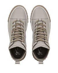 graue hohe Sneakers aus Leder von Giuseppe Zanotti