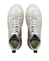 graue hohe Sneakers aus Leder von Giuseppe Zanotti