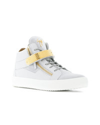 graue hohe Sneakers aus Leder von Giuseppe Zanotti Design