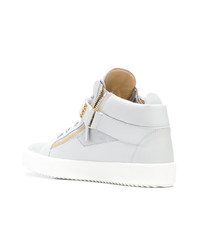 graue hohe Sneakers aus Leder von Giuseppe Zanotti Design