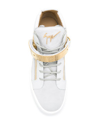 graue hohe Sneakers aus Leder von Giuseppe Zanotti Design