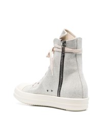 graue hohe Sneakers aus Leder von Rick Owens