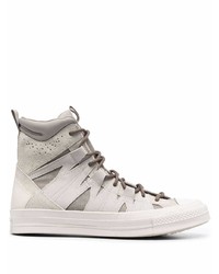 graue hohe Sneakers aus Leder von Converse