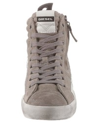 graue hohe Sneakers aus Leder von Diesel