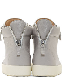 graue hohe Sneakers aus Leder von Giuseppe Zanotti